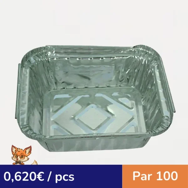 Barquette aluminium rectangulaire 145x122mm H40mm 450ml (par 100)
