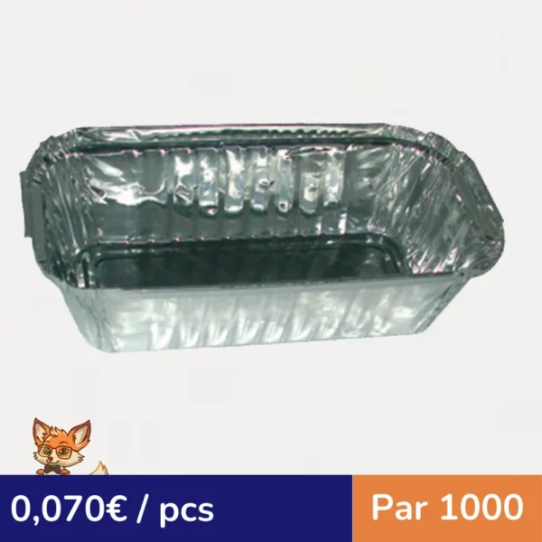 Barquette aluminium rectangulaire  197x105mm H49mm 670ml (par 1000)