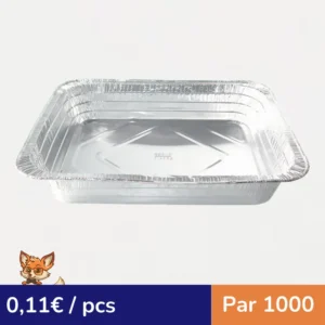 Barquette aluminium rectangulaire 227x177mm H30mm (par 1000)