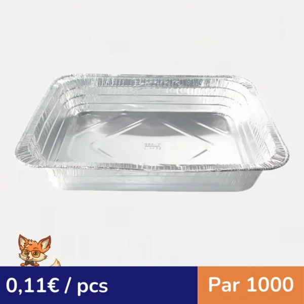 Barquette aluminium rectangulaire 227x177mm H30mm (par 1000)