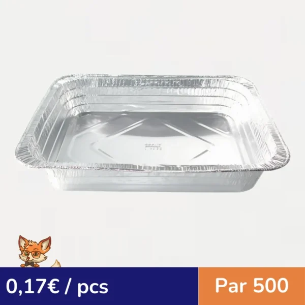 Barquette aluminium rectangulaire gastronorme 321x173mm H43mm 1700ml (par 500)