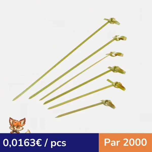 Pique bambou Noshi avec extrémités en pointe et en boucle  H120mm (par 2000)