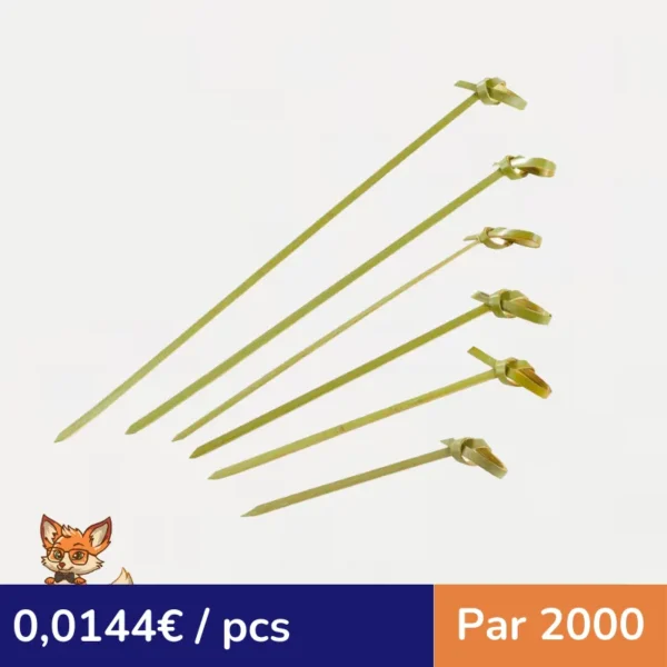 Pique bambou Noshi avec extrémités en pointe et en boucle  H150mm (par 2000)