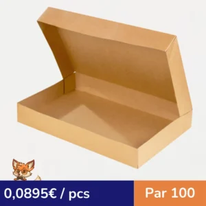 Boite plateau lunch carton brun  420x290mm H60mm (par 100)