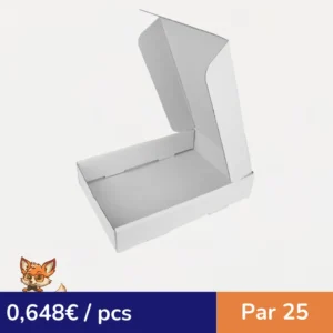 Boite traiteur lunch carton microcannelé blanc  280x190mm H60mm (par 25)