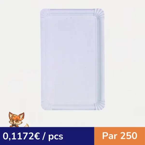 Assiette rectangulaire en carton recyclé blanc  330x190mm (par 250)