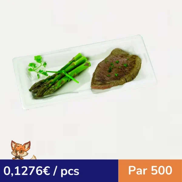 Assiette rectangulaire blanche en pulpe  260x130mm (par 500)