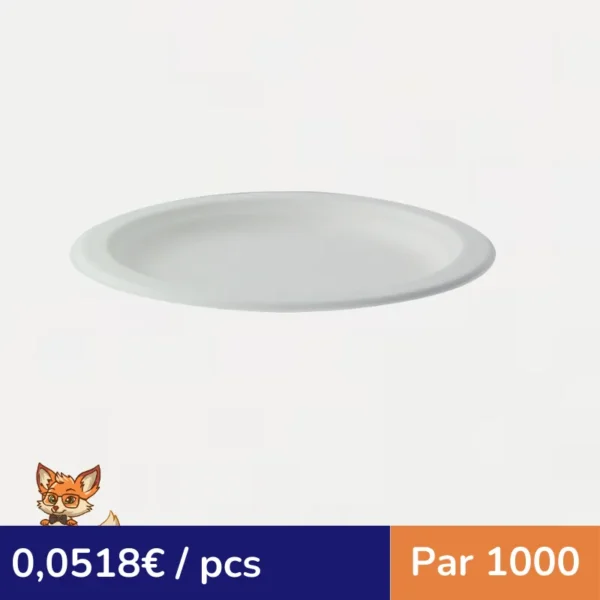 Assiette ronde blanche en pulpe (par 1000)