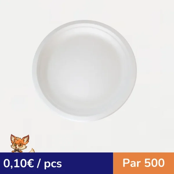 Assiette ronde blanche en pulpe (par 500)