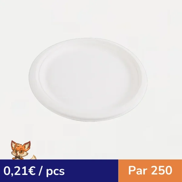 Assiette ronde blanche en pulpe - diam 30cm (par 250)