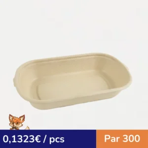 Boite rectangulaire brune en pulpe "Eco-Rec"  195x116mm H35mm 500ml (par 300)