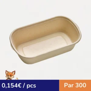Boite rectangulaire brune en pulpe "Eco-Rec"  195x116mm H50mm 700ml (par 300)
