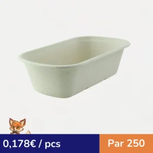 Boite rectangulaire brune en pulpe  230x135mm H65mm 1150ml (par 250)