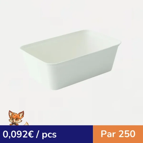 Barquette blanche en pulpe 172x116mm H58mm 750ml (par 250)