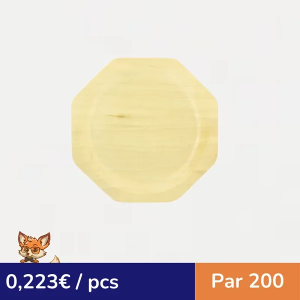 Assiette octogonale en bois "Scandinavie"  260x220mm (par 200)
