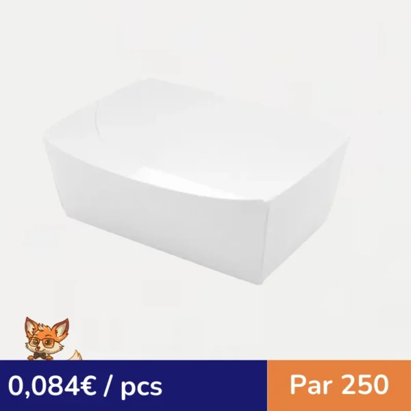 Barquette en carton blanc  120x70mm H43mm 510ml (par 250)