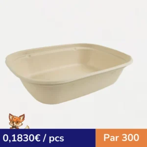 Plateau pulpe rectangulaire brun  220x170mm H27mm 850ml (par 300)