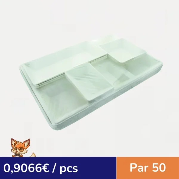 Plateau repas pulpe 5 pièces   410x280mm H50mm (par 50)