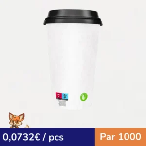 Gobelet blanc en carton fibre de bambou avec laminage plastique PE   H136mm 460ml (par 1000)