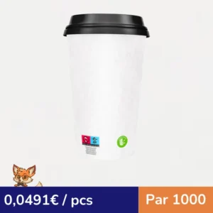 Gobelet blanc en carton fibre de bambou avec laminage plastique PE   H92mm 230ml (par 1000)