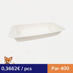 Barquette scellable pulpe laminée PLA "gastronorme" 1/4 265x160mm H45mm 1200ml (par 400)