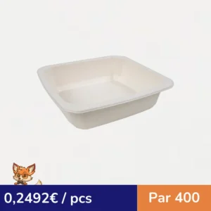 Barquette scellable pulpe laminée PLA "gastronorme" 1 /6 176x162mm H45mm 850ml (par 400)