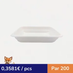 Barquette scellable blanche en pulpe de canne 227x178mm H45mm 1300ml (par 200)