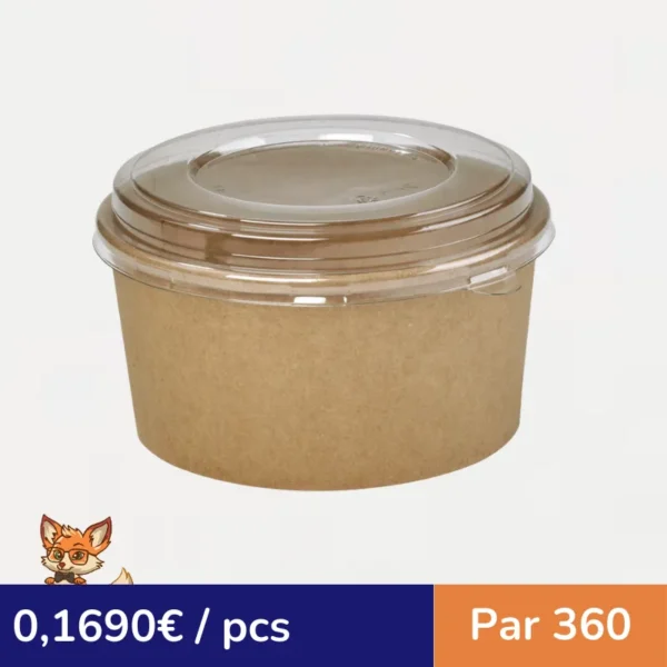 Saladier rond en carton kraft "Buckaty"   H100mm 1200ml (par 360)