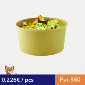 Saladier rond en carton kraft double PE "Buckaty"   H50mm 880ml (par 360)
