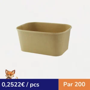 Saladier rectangulaire en kraft lamine pp 170x120mm H75mm 1000ml (par 200)