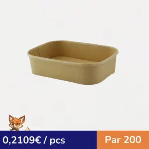 Saladier rectangulaire en kraft lamine pp 170x120mm H45mm 500ml (par 200)