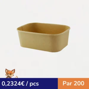 Saladier rectangulaire en kraft lamine pp 170x120mm H56mm 750ml (par 200)