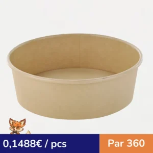 Saladier rond Buckaty en carton brun fibre de bambou  H47mm 480ml (par 360)
