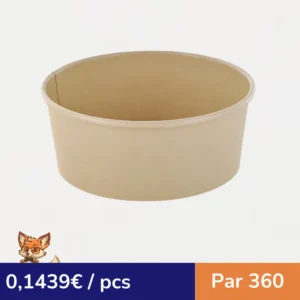 Saladier rond Buckaty en carton brun fibre de bambou  H50mm 580ml (par 360)