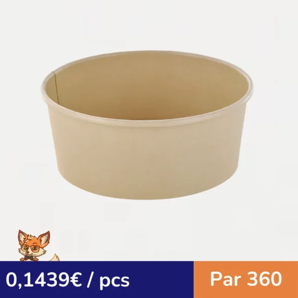 Saladier rond Buckaty en carton brun fibre de bambou  H50mm 580ml (par 360)