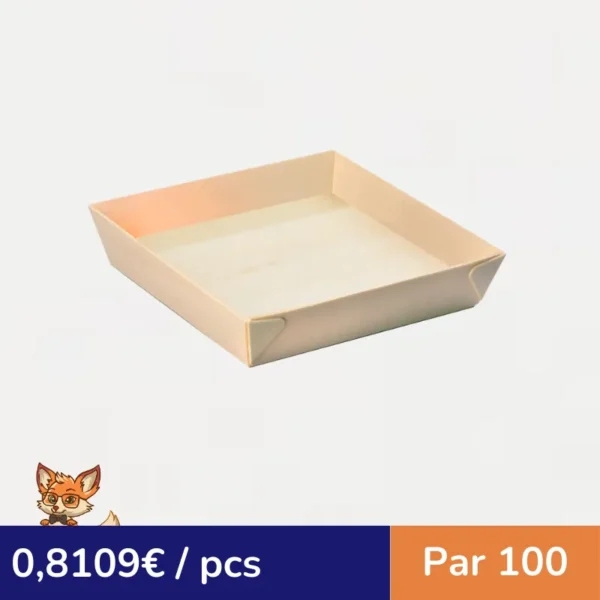Barquette carrée en bois "Samouraï" 171x170mm H37mm (par 100)
