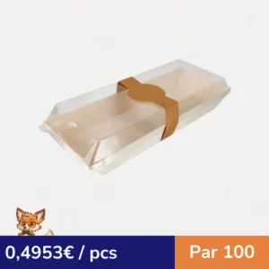 Barquette rectangulaire en bois "Samouraï"  215x85mm H28mm (par 100)