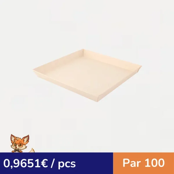 Barquette carrée en bois "Samouraï" 232x232mm H23mm (par 100)