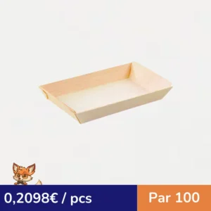 Barquette rectangulaire en bois "Samouraï" 131x65mm H19mm (par 100)