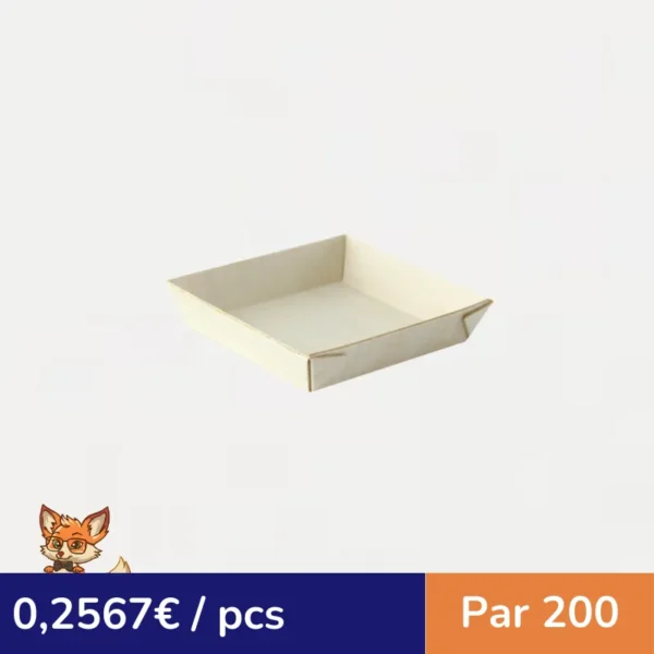 Barquette carrée en bois "Samouraï"  70x70mm H15mm (par 200)