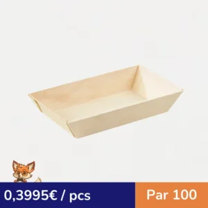 Barquette rectangulaire en bois "Samouraï"  155x85mm H28mm (par 100)