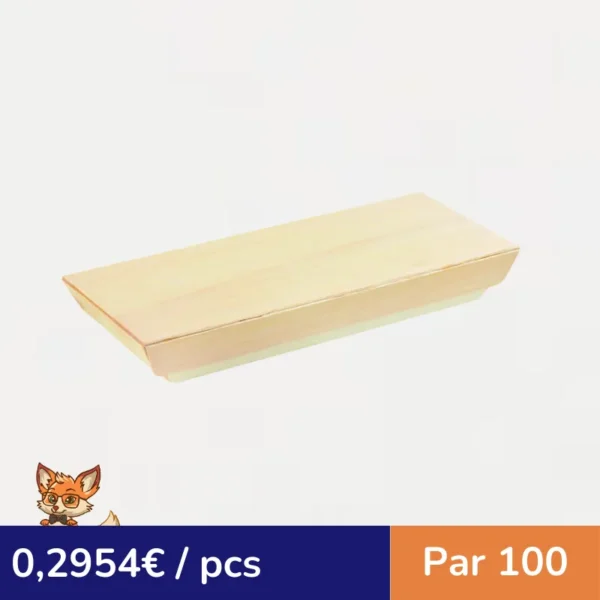 Couvercle Samourai en bois pour barquette  215x85mm (par 100)