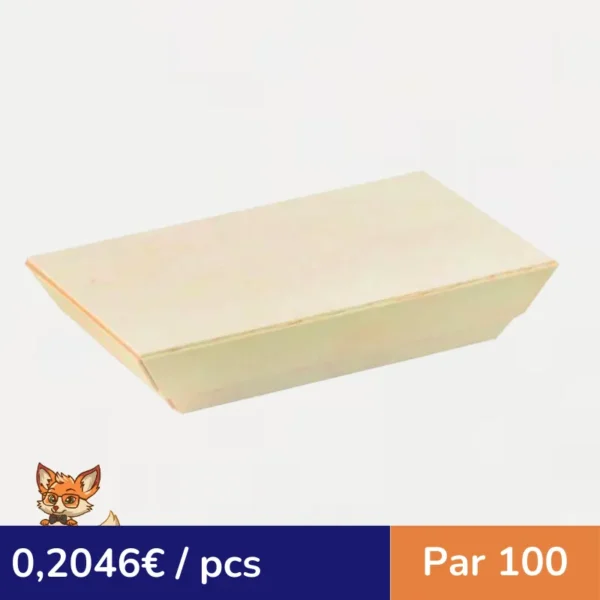 Couvercle Samourai en bois pour barquette  155x85mm H10mm (par 100)