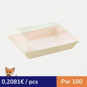 Couvercle Samourai dôme transparent en plastique PET transparent pour assiette 130x180mm (par 100)