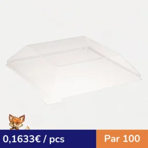 Couvercle Samourai dôme transparent en plastique PET transparent pour assiette 130x130mm H20mm (par 100)