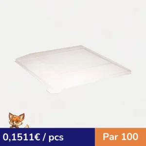 Couvercle Samourai dôme transparent en plastique PET transparent pour assiette 175x175mm H20mm (par 100)