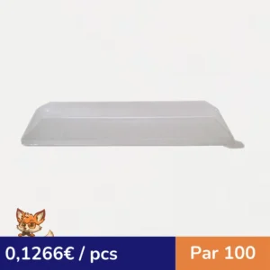 Couvercle Samourai dôme transparent en plastique PET transparent pour barquette 220x88mm H26mm (par 100)