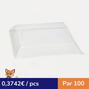 Couvercle Samourai dôme transparent en plastique PET transparent pour barquette 230x230mm H34mm (par 100)