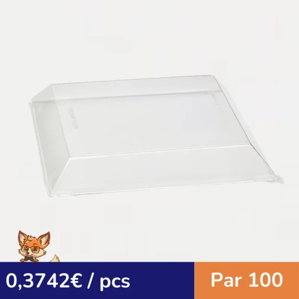 Couvercle Samourai dôme transparent en plastique PET transparent pour barquette 230x230mm H34mm (par 100)