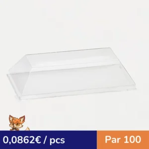 Couvercle Samourai dôme transparent en plastique PET transparent pour barquette 130x65mm H20mm (par 100)
